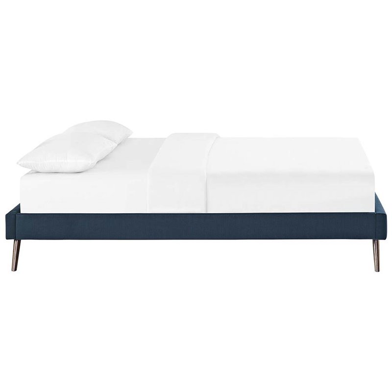 Pemberly Row Set of 2 Full Bed Frame in Azure and Nightstand in Walnut/White