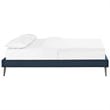 Pemberly Row Set of 2 Full Bed Frame in Azure and Nightstand in Walnut/White