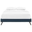 Pemberly Row Set of 2 Full Bed Frame in Azure and Nightstand in Walnut/White
