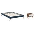 Pemberly Row Set of 2 Full Bed Frame in Azure and Nightstand in Walnut/White