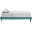 Pemberly Row Set of 2 Twin Bed Frame in Teal and Nightstand in Walnut/White