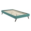 Pemberly Row Set of 2 Twin Bed Frame in Teal and Nightstand in Walnut/White