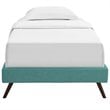 Pemberly Row Set of 2 Twin Bed Frame in Teal and Nightstand in Walnut/White