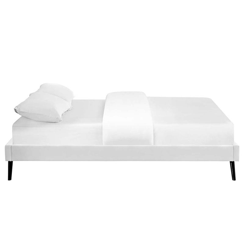 Pemberly Row Set of 2 King Bed Frame in White and Nightstand in Walnut/White