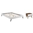 Pemberly Row Set of 2 King Bed Frame in White and Nightstand in Walnut/White