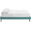Pemberly Row Set of 2 Full Bed Frame in Teal and Nightstand in Walnut/White