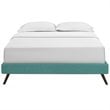 Pemberly Row Set of 2 Full Bed Frame in Teal and Nightstand in Walnut/White