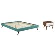 Pemberly Row Set of 2 Full Bed Frame in Teal and Nightstand in Walnut/White