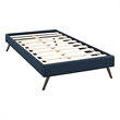 Pemberly Row Set of 2 Twin Bed Frame in Azure and Nightstand in Walnut/White