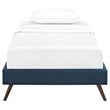 Pemberly Row Set of 2 Twin Bed Frame in Azure and Nightstand in Walnut/White