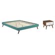 Pemberly Row Set of 2 King Bed Frame in Teal and Nightstand in Walnut/White