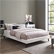 Pemberly Row Set of 2 Full Bed Frame in White and Nightstand in Walnut/White