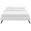 Pemberly Row Set of 2 Full Bed Frame in White and Nightstand in Walnut/White