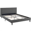 Pemberly Row Set of 2 Full Modern Bed in Gray and Nightstand in Walnut/White