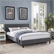 Pemberly Row Set of 2 Full Modern Bed in Gray and Nightstand in Walnut/White
