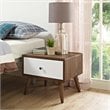Pemberly Row Set of 2 Full Bed in Teal Blue and Nightstand in Walnut/White