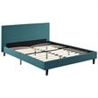 Pemberly Row Set of 2 Full Bed in Teal Blue and Nightstand in Walnut/White