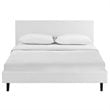 Pemberly Row Set of 2 Full Modern Bed in White and Nightstand in Walnut/White