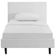 Pemberly Row Set of 2 Twin Modern Bed in White and Nightstand in Walnut/White