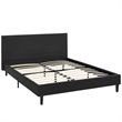 Pemberly Row Set of 2 Modern Full Bed in Black and Nightstand in Walnut/White