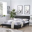 Pemberly Row Set of 2 Modern Full Bed in Black and Nightstand in Walnut/White