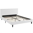 Pemberly Row Set of 2 Modern Full Bed in White and Nightstand in Walnut/White