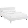 Pemberly Row Set of 2 Modern Full Bed in White and Nightstand in Walnut/White