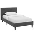 Pemberly Row Set of 2 Gray Twin Platform Bed and Nightstand in Walnut/White