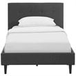 Pemberly Row Set of 2 Gray Twin Platform Bed and Nightstand in Walnut/White