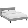 Pemberly Row Set of 2 Queen Bed in Light Gray and Nightstand in Walnut/White