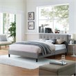Pemberly Row Set of 2 Queen Bed in Light Gray and Nightstand in Walnut/White