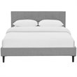 Pemberly Row Set of 2 Queen Bed in Light Gray and Nightstand in Walnut/White