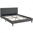 Pemberly Row Set of 2 Queen Modern Bed in Gray and Nightstand in Walnut/White