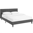 Pemberly Row Set of 2 Queen Modern Bed in Gray and Nightstand in Walnut/White