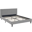 Pemberly Row Set of 2 Full Modern Bed in Light Gray & Nightstand in Walnut/White