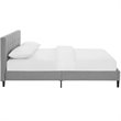 Pemberly Row Set of 2 Full Modern Bed in Light Gray & Nightstand in Walnut/White