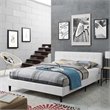 Pemberly Row Set of 2 Queen Bed in White and Nightstand in Walnut/White