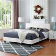 Pemberly Row Set of 2 Full Modern Bed in White and Nightstand in Walnut/White