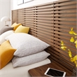 Pemberly Row Set of 2 Modern Wood Queen Headboard and Nightstands in Walnut