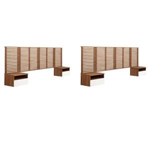 Pemberly Row Set of 2 Modern Wood King Headboard and Nightstands in Walnut