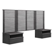 Pemberly Row Set of 2 Modern Wood Twin Headboard and Nightstands in Charcoal