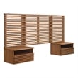 Pemberly Row Set of 2 Modern Wood Twin Headboard and Nightstands in Walnut