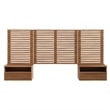 Pemberly Row Set of 2 Modern Wood Twin Headboard and Nightstands in Walnut