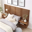 Pemberly Row Set of 2 Modern Wood Twin Headboard and Nightstands in Walnut