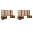 Pemberly Row Set of 2 Modern Wood Twin Headboard and Nightstands in Walnut