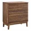 Pemberly Row Set of 2 Contemporary Nightstands in Walnut Finish