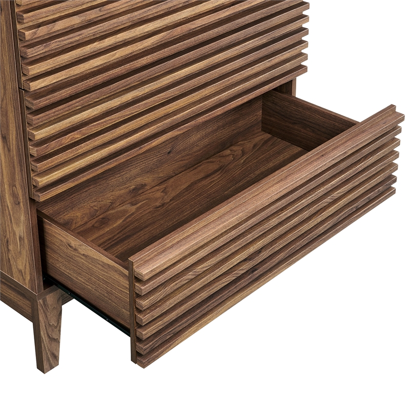 Pemberly Row Set of 2 Contemporary Nightstands in Walnut Finish