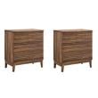 Pemberly Row Set of 2 Contemporary Nightstands in Walnut Finish