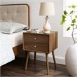 Pemberly Row Set of 2 Modern Engineered Wood Nightstands With USB Ports - Walnut