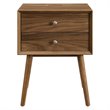 Pemberly Row Set of 2 Modern Engineered Wood Nightstands With USB Ports - Walnut